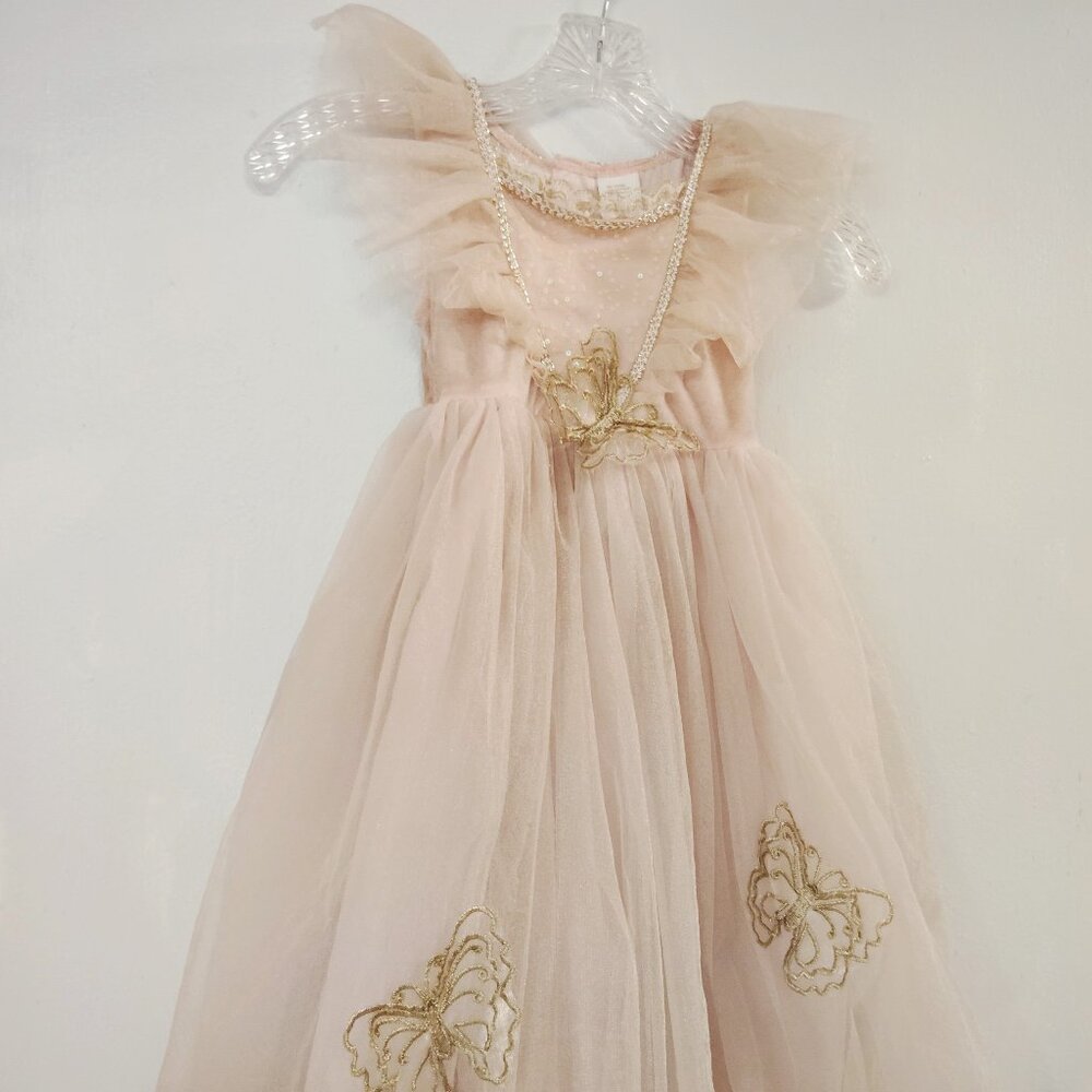 ♥️ Neiman Marcus Sequins Butterfly Pink Gold Dress